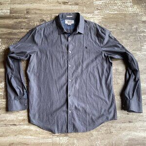 Penguin Munsingwear Heritage Slim Men’s Button Up Shirt Gray Long Sleeves XL